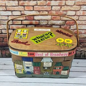 Vintage Caro Nan Top Handle Bag Womens Medium Multicolor Cityscape Travel Purse